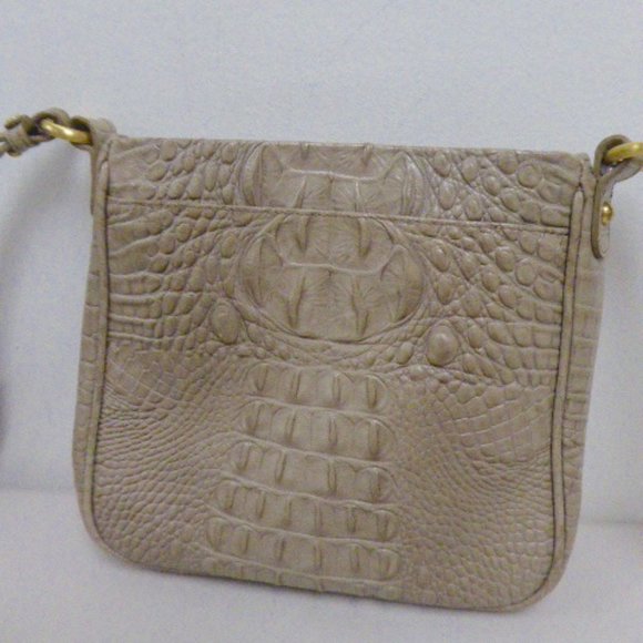 Brahmin crocodile leather crossbody shoulder bag taupe - Picture 5 of 9